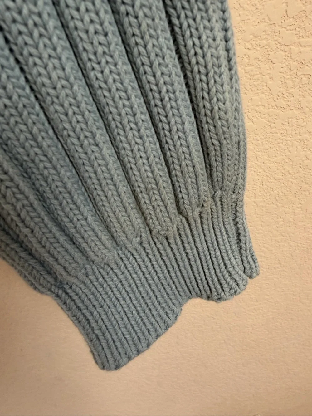 St Johns Bay Ribbed Knit Cotton Sweater Mens M Blue Vintage Shaker Crew 90s Cozy